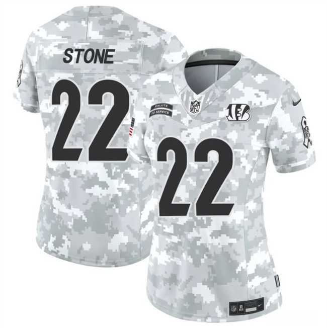Women%27s Cincinnati Bengals #22 Geno Stone 2024 F.U.S.E Arctic Camo Salute To Service Limited Stitched Jersey Dzhi
